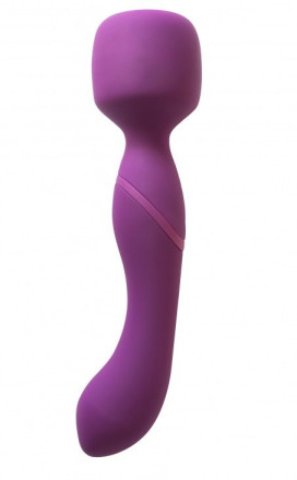Фиолетовый двусторонний вибромассажер Heating Wand с нагревом - 22 см. 