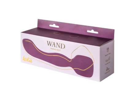 Фиолетовый двусторонний вибромассажер Heating Wand с нагревом - 22 см. 