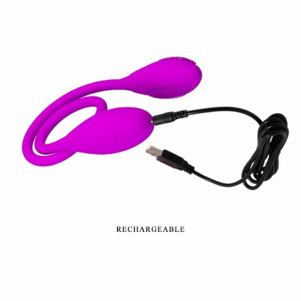 Двусторонний перезаряжаемый вибратор Snaky Vibe на гибком стержне - 60 см. 