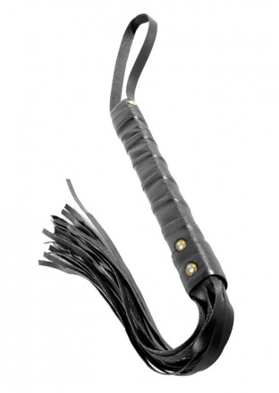 Чёрная кожаная плетка Cat-O-Nine Tails - 46,4 см. 