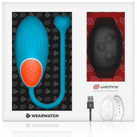 Голубое виброяйцо с черным пультом-часами Wearwatch Egg Wireless Watchme 