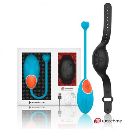 Голубое виброяйцо с черным пультом-часами Wearwatch Egg Wireless Watchme 