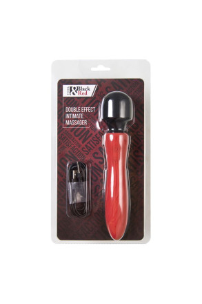 Красно-черный двусторонний вибромассажер Black&amp;Red - 21 см. 