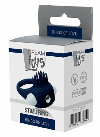 Синее эрекционное виброкольцо STIMU RING 