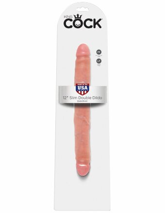Телесный двусторонний фаллоимитатор 12&quot; Slim Double Dildo - 30 см. 