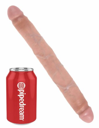 Телесный двусторонний фаллоимитатор 12&quot; Slim Double Dildo - 30 см. 