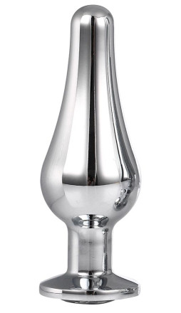 Серебристая анальная пробка с кристаллом Silver Pleasure Plug S - 9 см. 