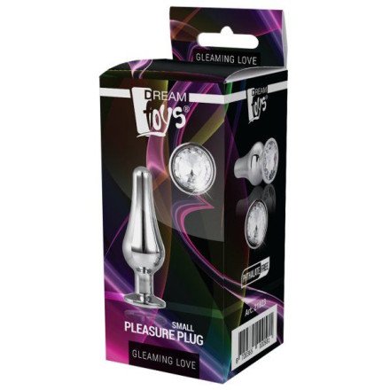 Серебристая анальная пробка с кристаллом Silver Pleasure Plug S - 9 см. 