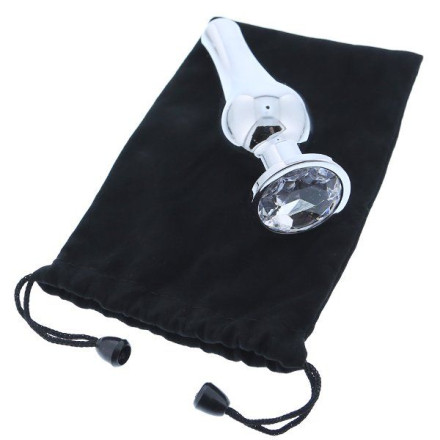 Серебристая анальная пробка с кристаллом Silver Pleasure Plug S - 9 см. 