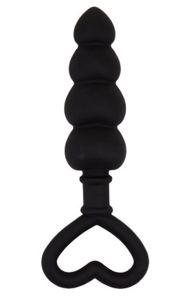 Черный анальный массажер Beaded Luv Probe - 15,6 см. 