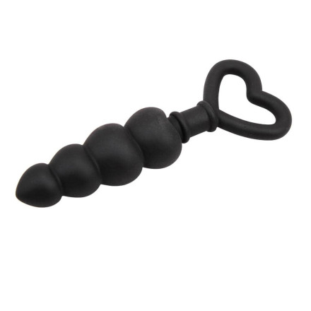 Черный анальный массажер Beaded Luv Probe - 15,6 см. 