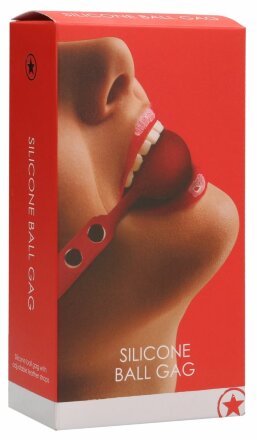 Красный силиконовый кляп-шарик Silicone Ball Gag с заклепками 