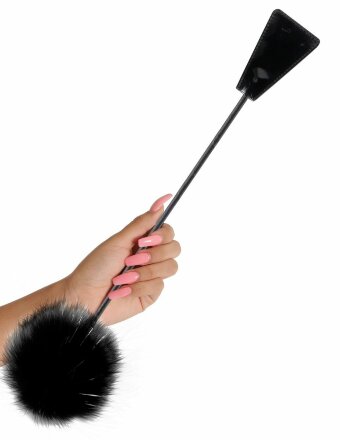 Черный стек Feather Crop с пуховкой на конце - 53,3 см. 