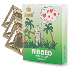 Ребристые презервативы AMOR Ribbed &quot;Яркая линия&quot; - 3 шт.
