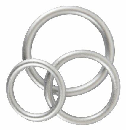 Набор из 3 эрекционных колец под металл Metallic Silicone Cock Ring Set 