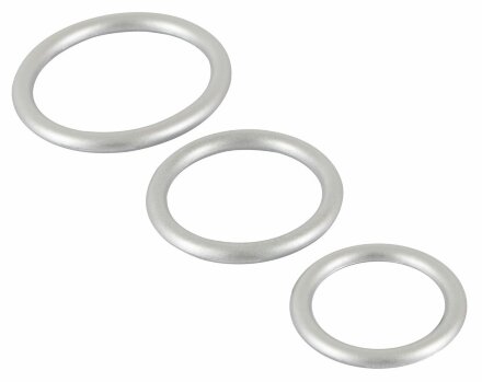 Набор из 3 эрекционных колец под металл Metallic Silicone Cock Ring Set 