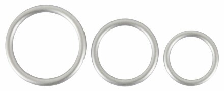 Набор из 3 эрекционных колец под металл Metallic Silicone Cock Ring Set 