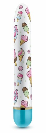 Яркий вибромассажёр с принтом Sweet Cream - 17,8 см. 