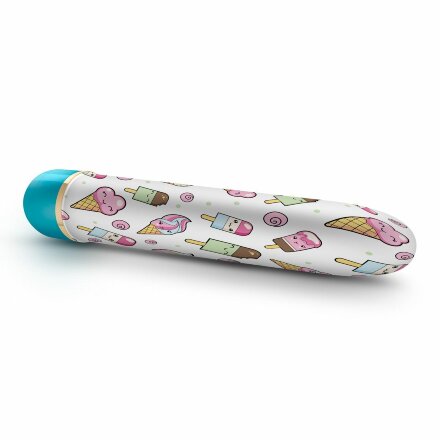 Яркий вибромассажёр с принтом Sweet Cream - 17,8 см. 