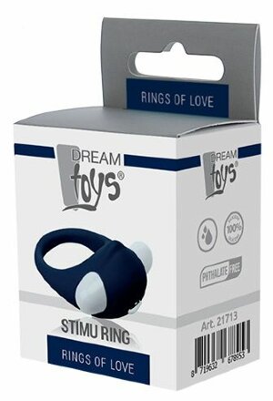 Гладкое синее эрекционное виброкольцо STIMU RING 