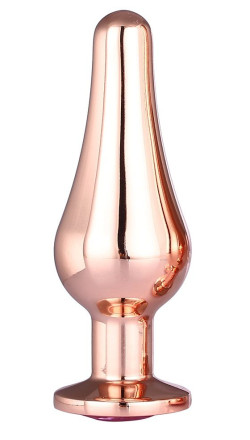 Золотистая анальная пробка с кристаллом Rose Gold Pleasure Plug S - 9 см. 