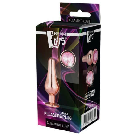 Золотистая анальная пробка с кристаллом Rose Gold Pleasure Plug S - 9 см. 