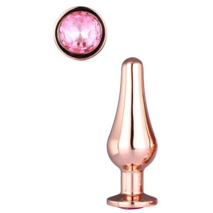 Золотистая анальная пробка с кристаллом Rose Gold Pleasure Plug S - 9 см. 