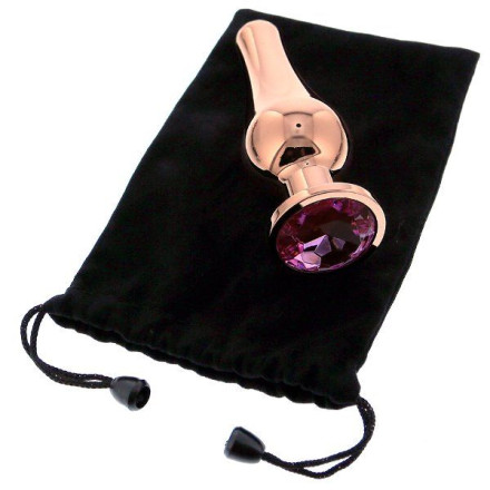 Золотистая анальная пробка с кристаллом Rose Gold Pleasure Plug S - 9 см. 