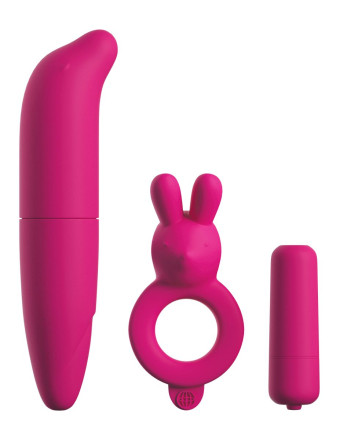 Ярко-розовый вибронабор для пар Couples Vibrating Starter Kit 