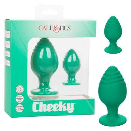 Набор из двух зеленых анальных пробок Cheeky 