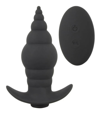 Черная анальная вибропробка RC Butt Plug - 9,6 см. 