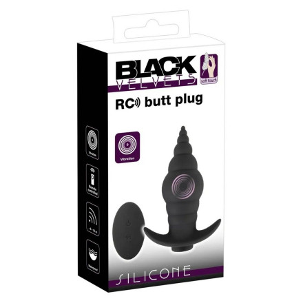 Черная анальная вибропробка RC Butt Plug - 9,6 см. 