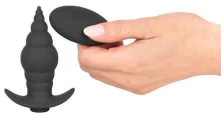 Черная анальная вибропробка RC Butt Plug - 9,6 см. 