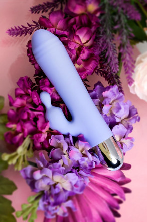Сиреневый вибратор с клиторальной стимуляцией Crocus - 17,5 см. 