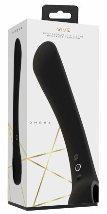 Черный гибкий вибромассажер Ombra - 21,5 см. 