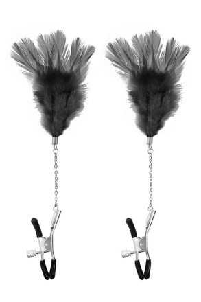 Зажимы для сосков с черными перьями Sweet Caress Feather Nipple Clumps 
