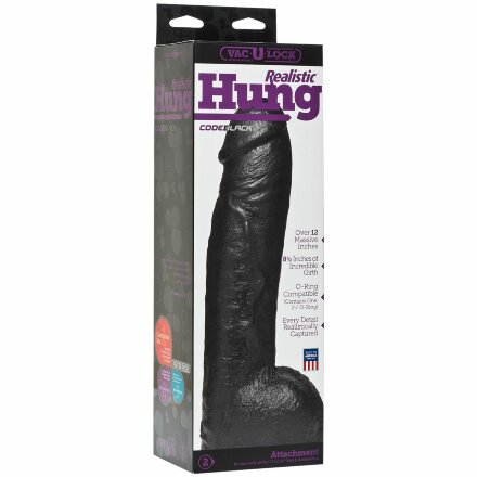 Черная насадка-фаллоимитатор Hung - 30,7 см. 