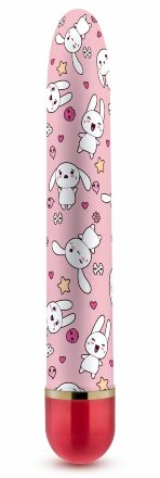 Яркий вибромассажёр с принтом Sweet Bunny - 17,8 см. 