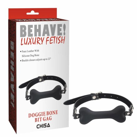 Черный силиконовый кляп-косточка Doggie Bone Bit Gag 