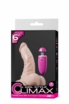 Телесный перезаряжаемый вибратор G-GIRL 6.5INCH PVC RECHARGEABLE VIBRATOR - 16,5 см. 