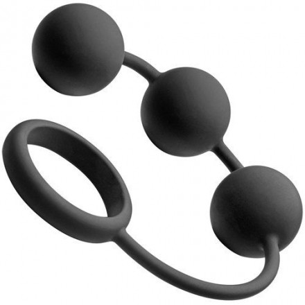 Анальные шарики Tom of Finland Silicone Cock Ring with 3 Weighted Balls 