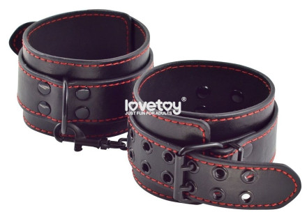 Черные поножи Bondage Fetish Pleasure Ankle cuffs с контрастной строчкой 