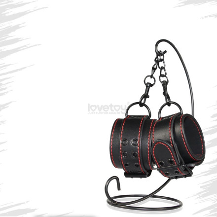 Черные поножи Bondage Fetish Pleasure Ankle cuffs с контрастной строчкой 