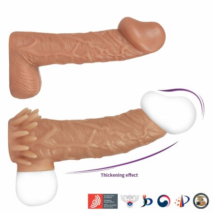 Телесная насадка с усиками и открытой головкой Nude Sleeve M - 12 см. 