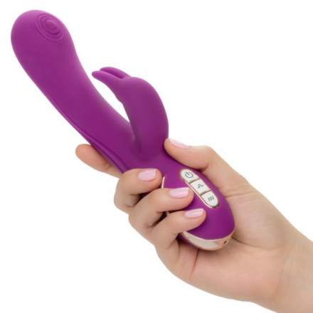 Фиолетовый вибратор-кролик Signature Silicone Thumping Rabbit с пульсирующим воздействием - 22,75 см. 