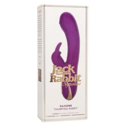Фиолетовый вибратор-кролик Signature Silicone Thumping Rabbit с пульсирующим воздействием - 22,75 см. 