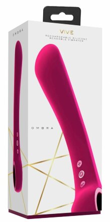 Розовый гибкий вибромассажер Ombra - 21,5 см. 