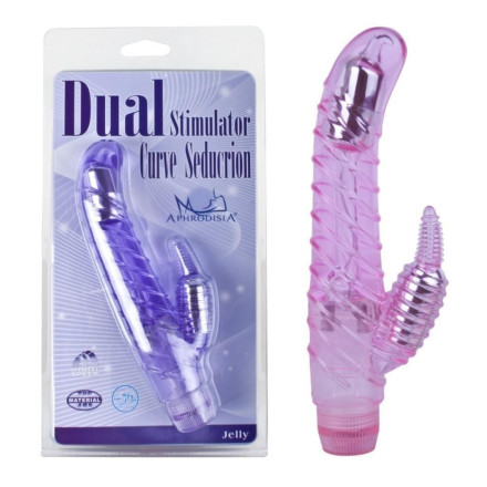 Розовый вибростимулятор-кролик Curve Seduction - 18,5 см. 