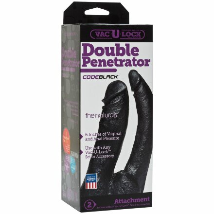Черная насадка-фаллоимитатор для двойной стимуляции Double Penetrator - 16 см. 
