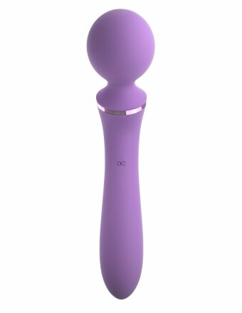 Фиолетовый двусторонний вибростимулятор Duo Wand Massage-Her - 19,6 см. 